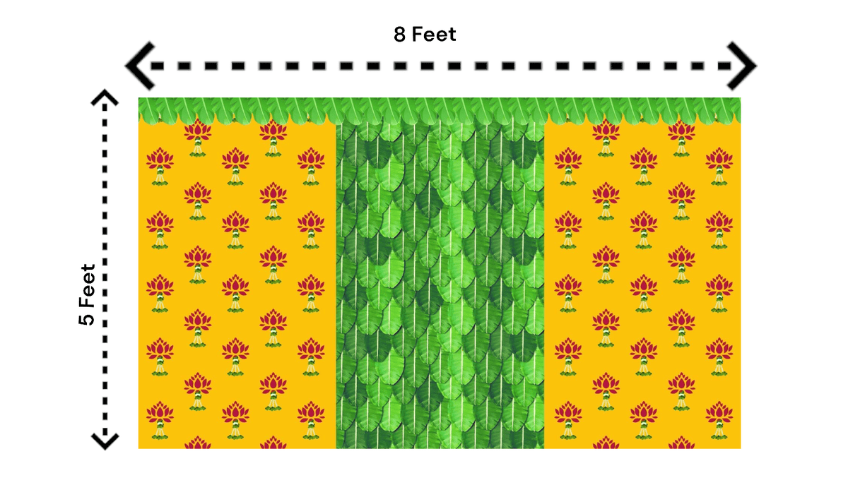 Traditional Indian Backdrop Banner for Diwali, Wedding, Seemantham Ceremony, Housewarming - 5 x 8 Feet Fabric Backdrop (1073) Festive Decor La Vie Bien Traditional Indian Backdrop Banner for Diwali, Wedding, Seemantham Ceremony, Housewarming - 5 x 8 Feet Fabric Backdrop (1073)