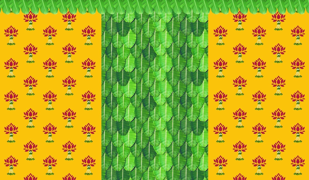 Traditional Indian Backdrop Banner for Diwali, Wedding, Seemantham Ceremony, Housewarming - 5 x 8 Feet Fabric Backdrop (1073) Festive Decor La Vie Bien Traditional Indian Backdrop Banner for Diwali, Wedding, Seemantham Ceremony, Housewarming - 5 x 8 Feet Fabric Backdrop (1073)