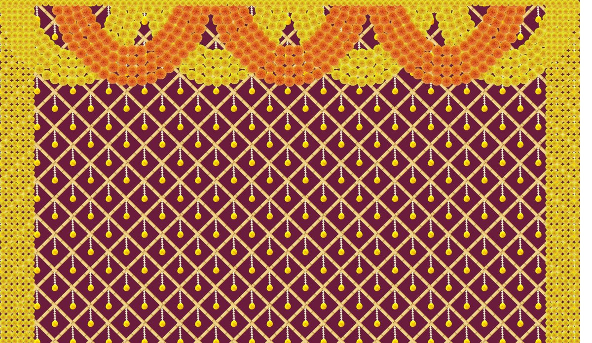 Traditional Indian Backdrop Banner for Diwali, Wedding, Seemantham Ceremony, Housewarming - 5 x 8 Feet Fabric Backdrop (1265) Festive Decor La Vie Bien Traditional Indian Backdrop Banner for Diwali, Wedding, Seemantham Ceremony, Housewarming - 5 x 8 Feet Fabric Backdrop (1265)