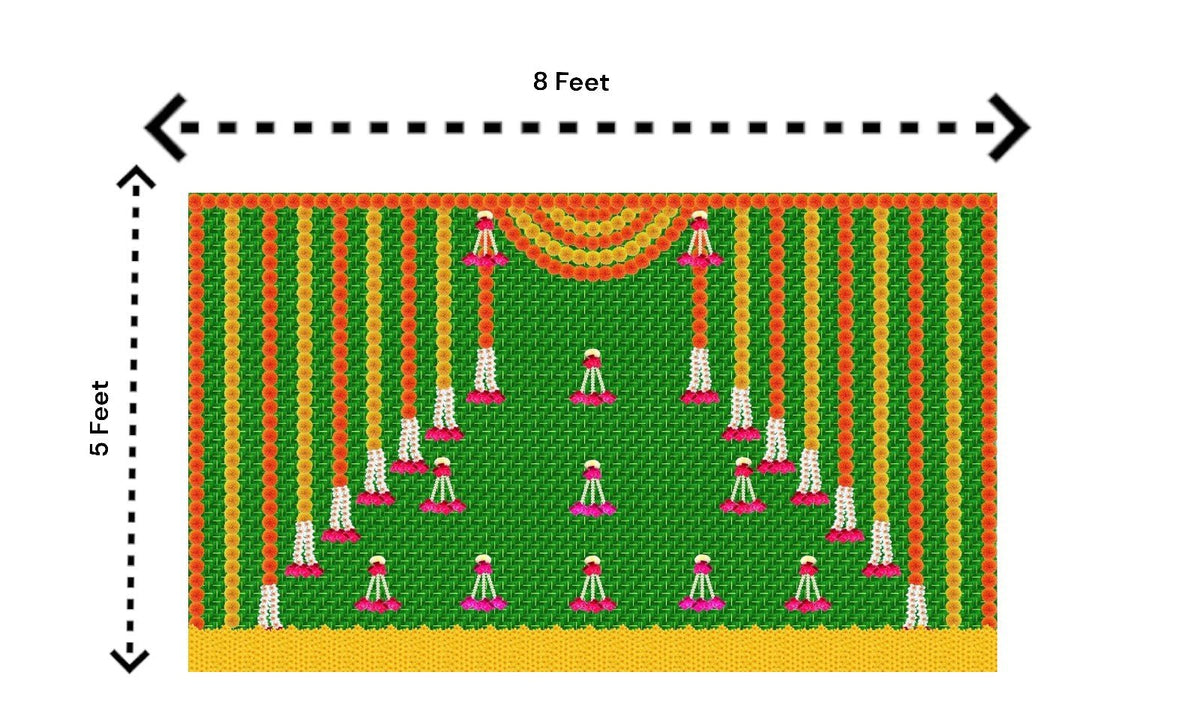Traditional Indian Backdrop for Diwali, Wedding, Housewarming - 5 x 8 Feet Fabric Backdrop (1006) La Vie Bien Traditional Indian Backdrop for Diwali, Wedding, Housewarming - 5 x 8 Feet Fabric Backdrop (1006)