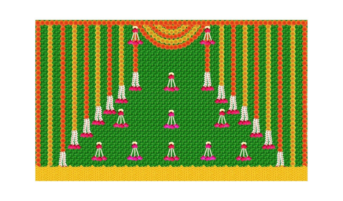 Traditional Indian Backdrop for Diwali, Wedding, Housewarming - 5 x 8 Feet Fabric Backdrop (1006) La Vie Bien Traditional Indian Backdrop for Diwali, Wedding, Housewarming - 5 x 8 Feet Fabric Backdrop (1006)