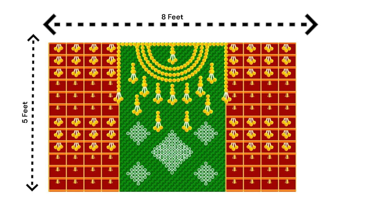 Traditional Indian Backdrop for Diwali, Wedding, Housewarming - 5 x 8 Feet Fabric Backdrop (AS1436) La Vie Bien Traditional Indian Backdrop for Diwali, Wedding, Housewarming - 5 x 8 Feet Fabric Backdrop (AS1436)