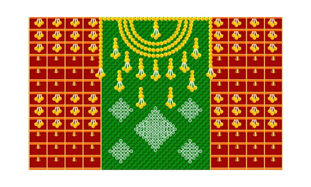 Traditional Indian Backdrop for Diwali, Wedding, Housewarming - 5 x 8 Feet Fabric Backdrop (AS1436) La Vie Bien Traditional Indian Backdrop for Diwali, Wedding, Housewarming - 5 x 8 Feet Fabric Backdrop (AS1436)