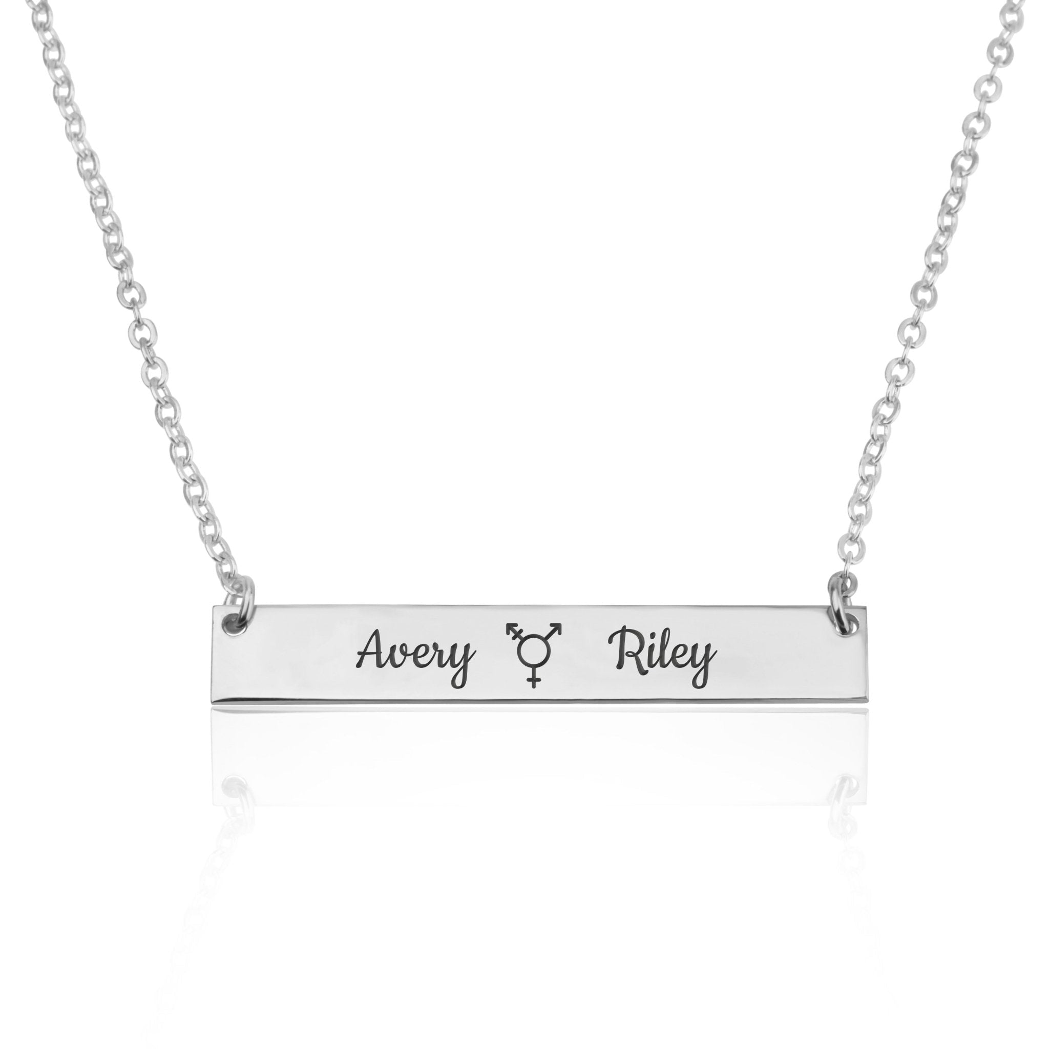 Transgender Bar Necklace With Engraved Names La Vie Bien Transgender Bar Necklace With Engraved Names