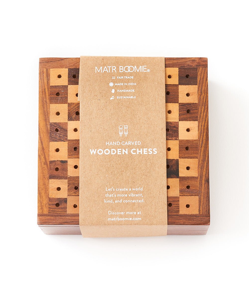 Travel Chess Game - Handcrafted Wood Pegs HME stock line La Vie Bien Travel Chess Game - Handcrafted Wood Pegs