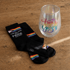 Treat Yo Self Gift Set | Jumbo Wine Glass & Pride Socks in Gift Bag | Ready to Gift! Gift Set La Vie Bien Treat Yo Self Gift Set | Jumbo Wine Glass & Pride Socks in Gift Bag | Ready to Gift!
