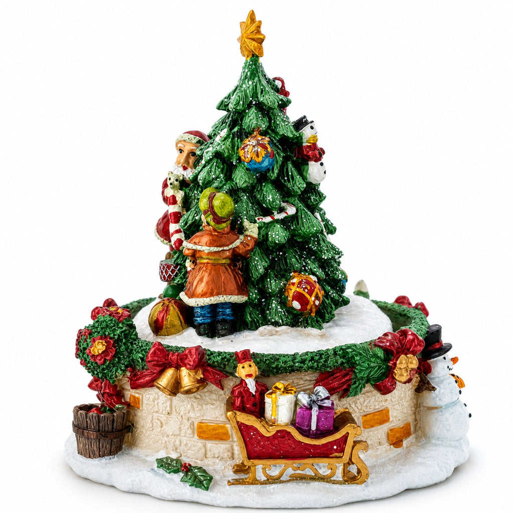 Tree Decorating Duo Spinning Musical Christmas Figurine Musical Figurines > Santa La Vie Bien Tree Decorating Duo Spinning Musical Christmas Figurine