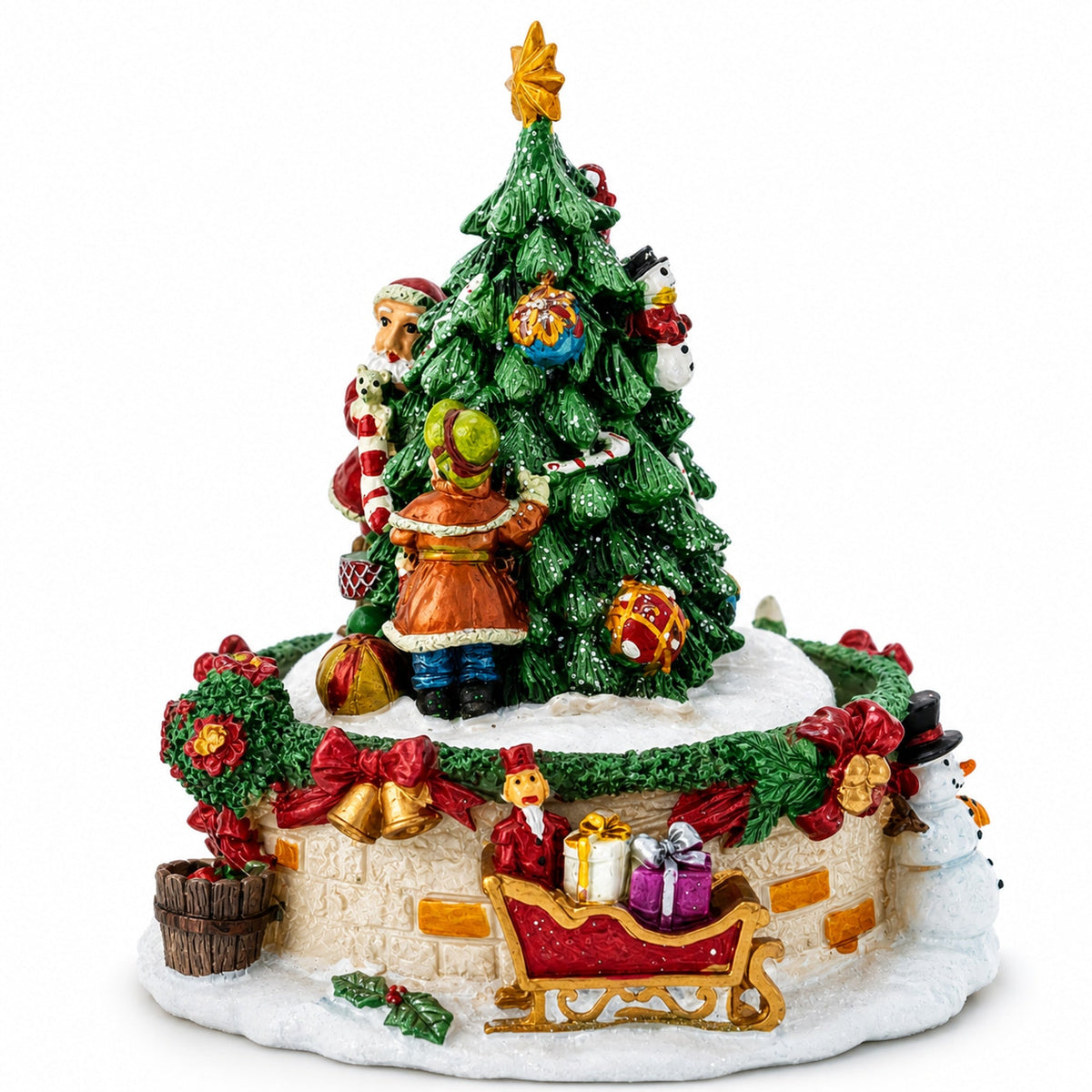 Tree Decorating Duo Spinning Musical Christmas Figurine Musical Figurines > Santa La Vie Bien Tree Decorating Duo Spinning Musical Christmas Figurine