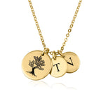 Tree Necklace with Initial Disk La Vie Bien Tree Necklace with Initial Disk
