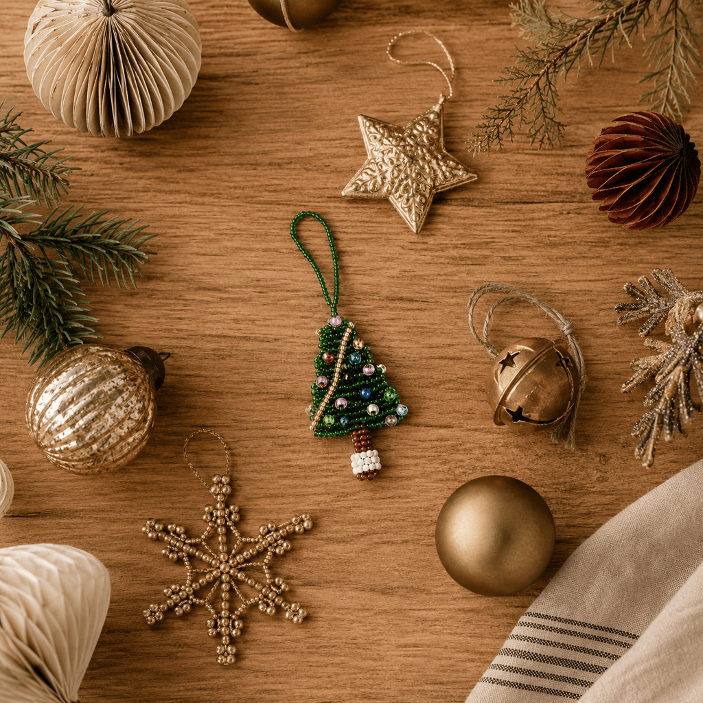 Tree Seed Bead Ornament - Guatemala Decor La Vie Bien Tree Seed Bead Ornament - Guatemala