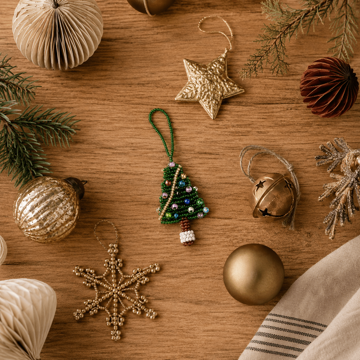 Tree Seed Bead Ornament - Guatemala Decor La Vie Bien Tree Seed Bead Ornament - Guatemala