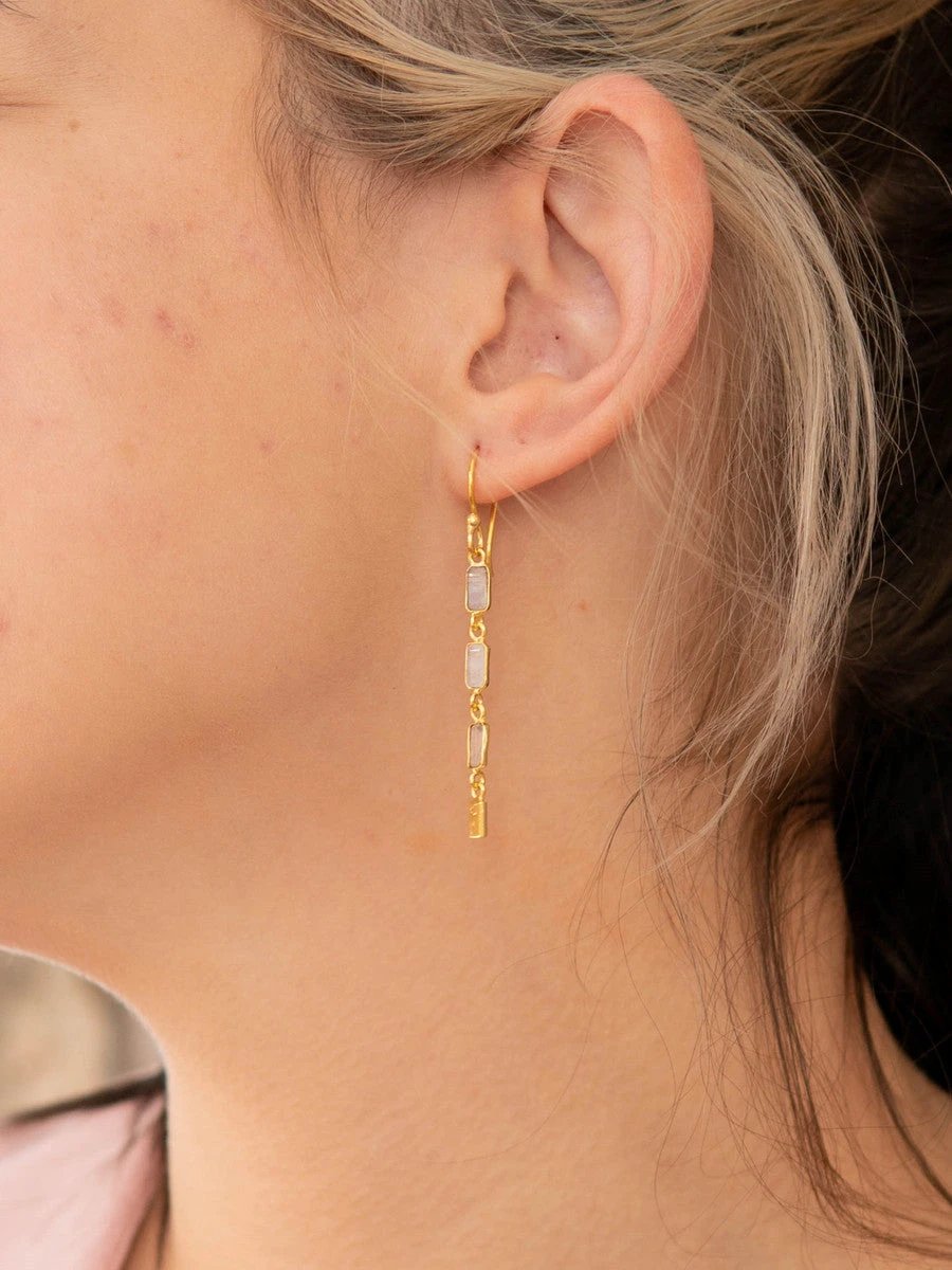 Triple Elegance Drop Earrings by Fair Anita