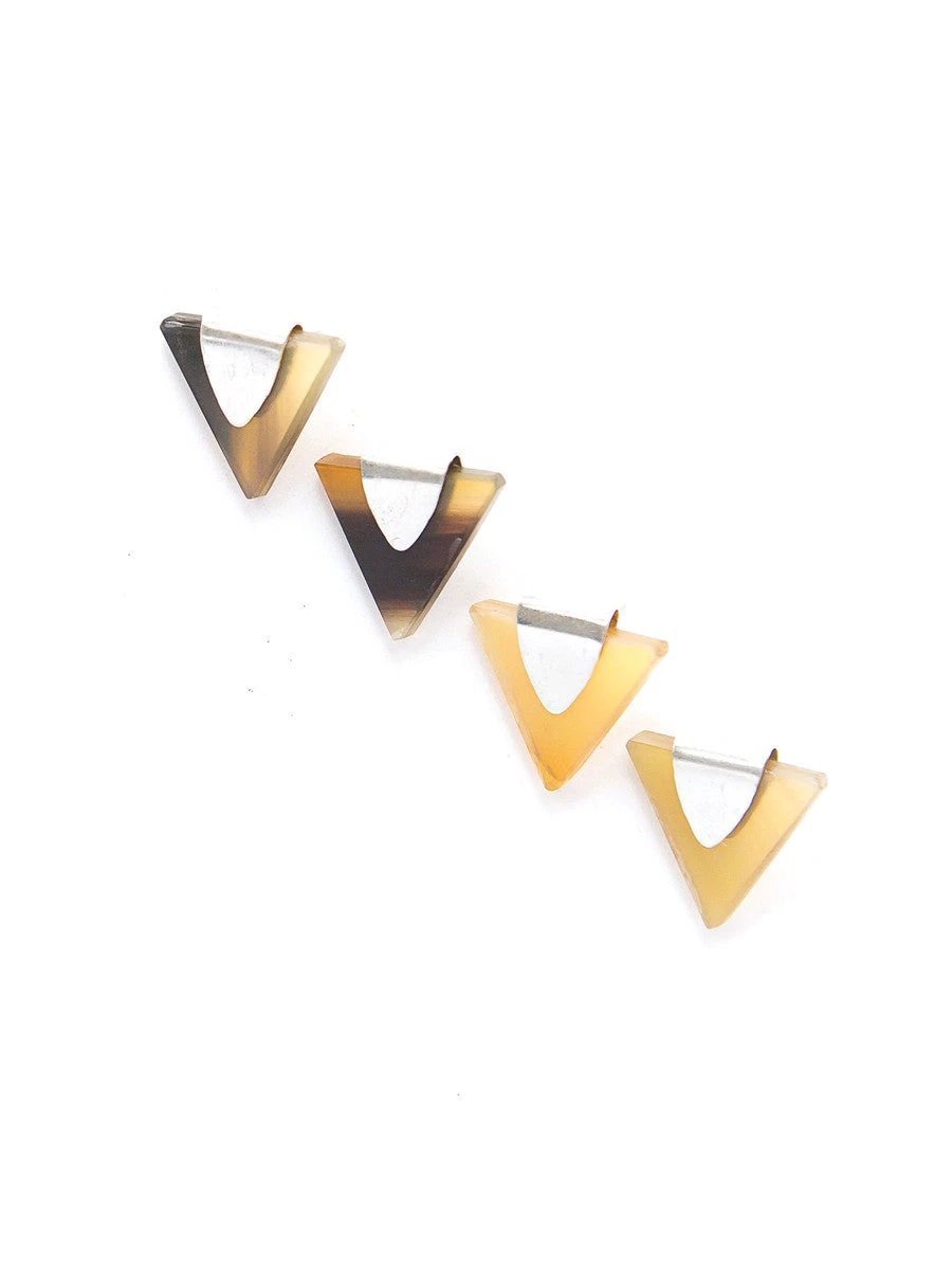 Triangle Horn Studs - Silver