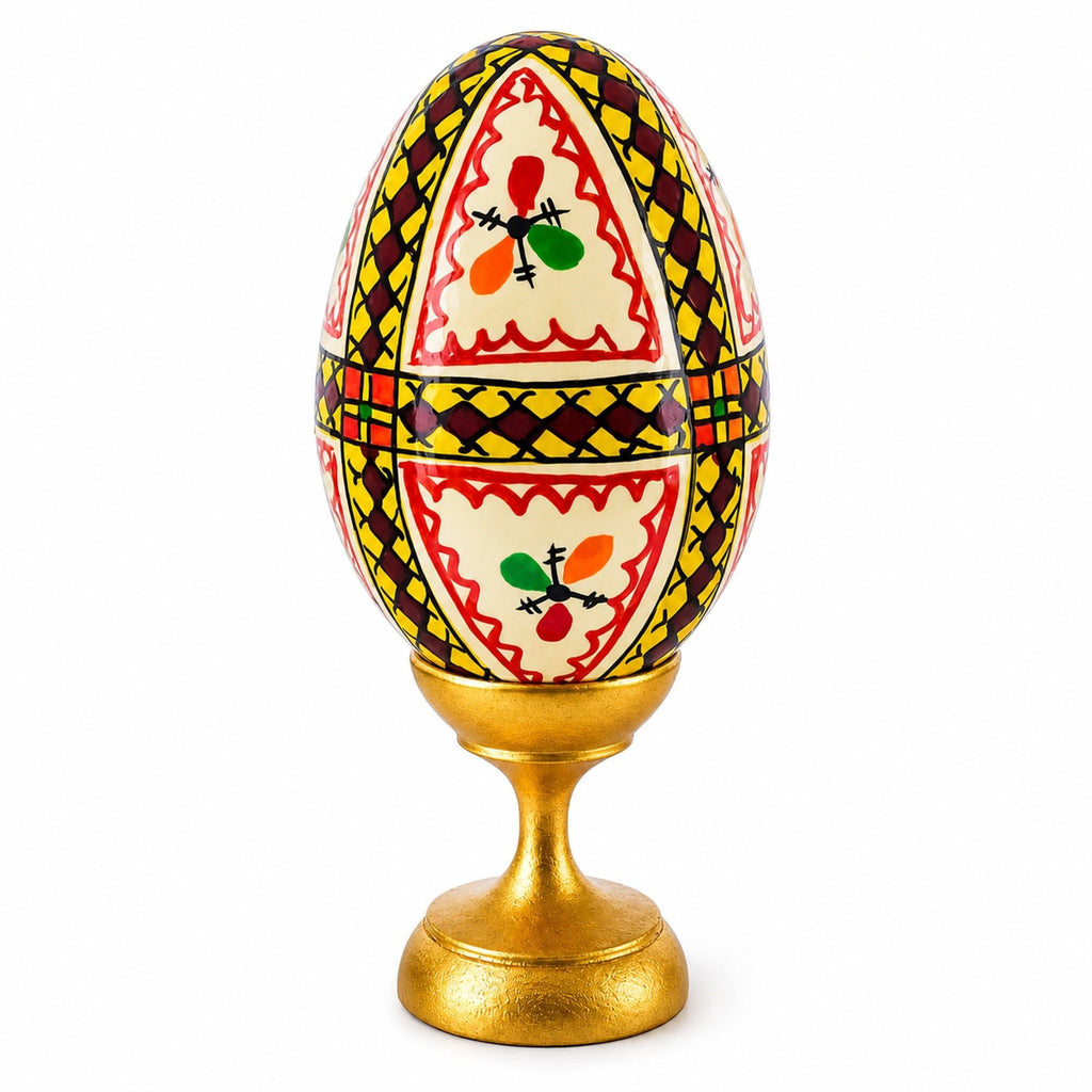 Triangles Hand Painted Wooden Pysanky Easter Egg Easter Eggs > Wooden > Singles La Vie Bien Triangles Hand Painted Wooden Pysanky Easter Egg