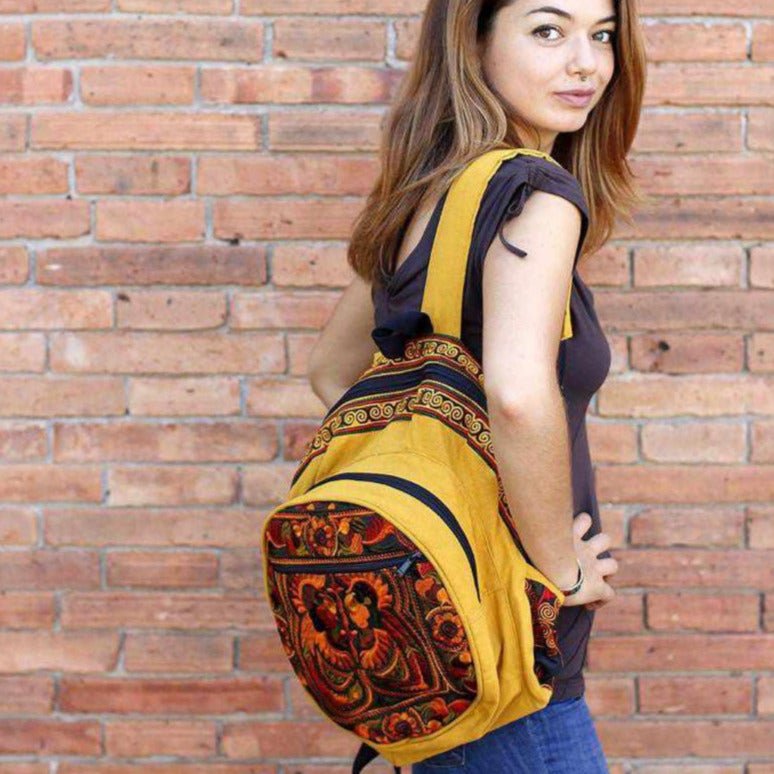 Tribal Bird Embroidered Hmong Backpack - Thailand Bags La Vie Bien Tribal Bird Embroidered Hmong Backpack - Thailand