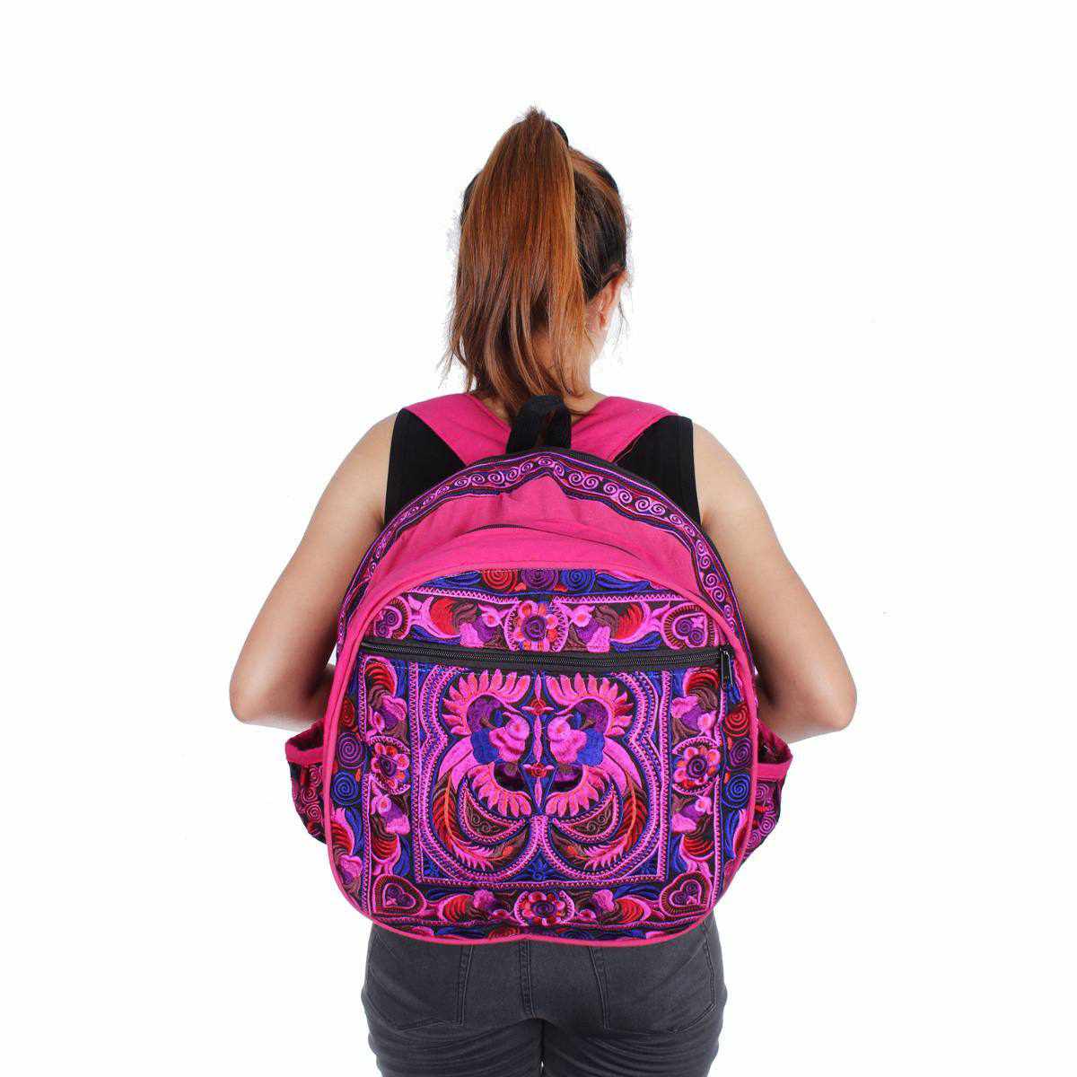 Tribal Bird Embroidered Hmong Backpack - Thailand Bags La Vie Bien Tribal Bird Embroidered Hmong Backpack - Thailand
