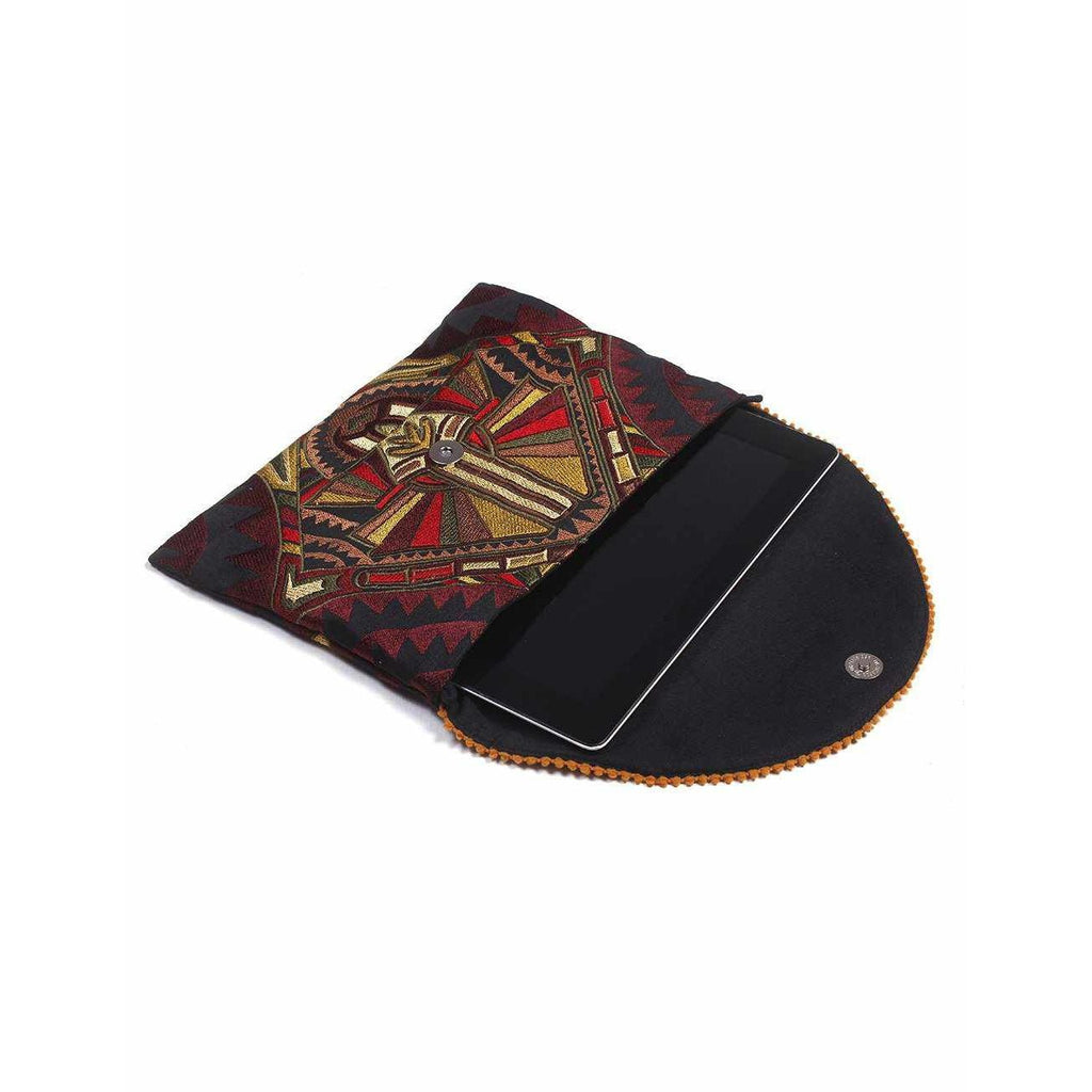 Tribal Embroidered Clutch Pompom Bag - Thailand Bags La Vie Bien Tribal Embroidered Clutch Pompom Bag - Thailand