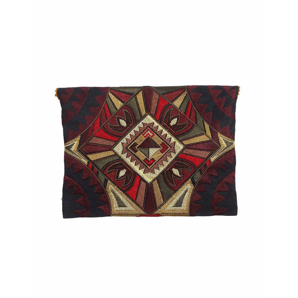 Tribal Embroidered Clutch Pompom Bag - Thailand Bags La Vie Bien Tribal Embroidered Clutch Pompom Bag - Thailand