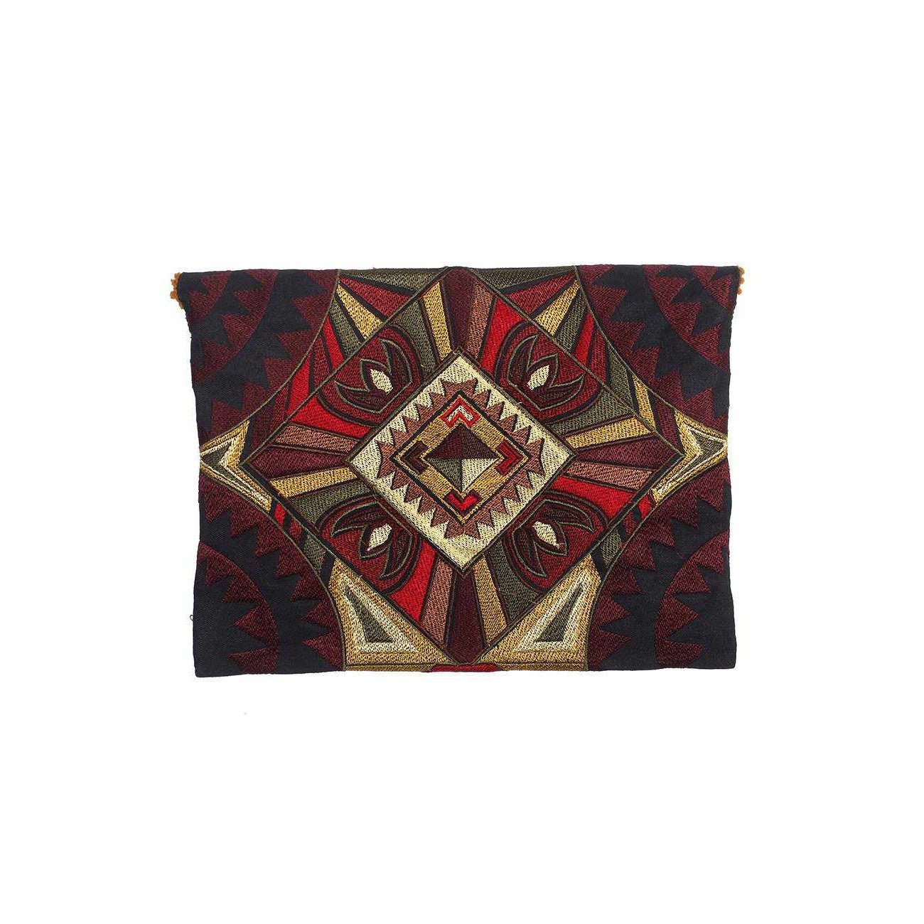 Tribal Embroidered Clutch Pompom Bag - Thailand Bags La Vie Bien Tribal Embroidered Clutch Pompom Bag - Thailand