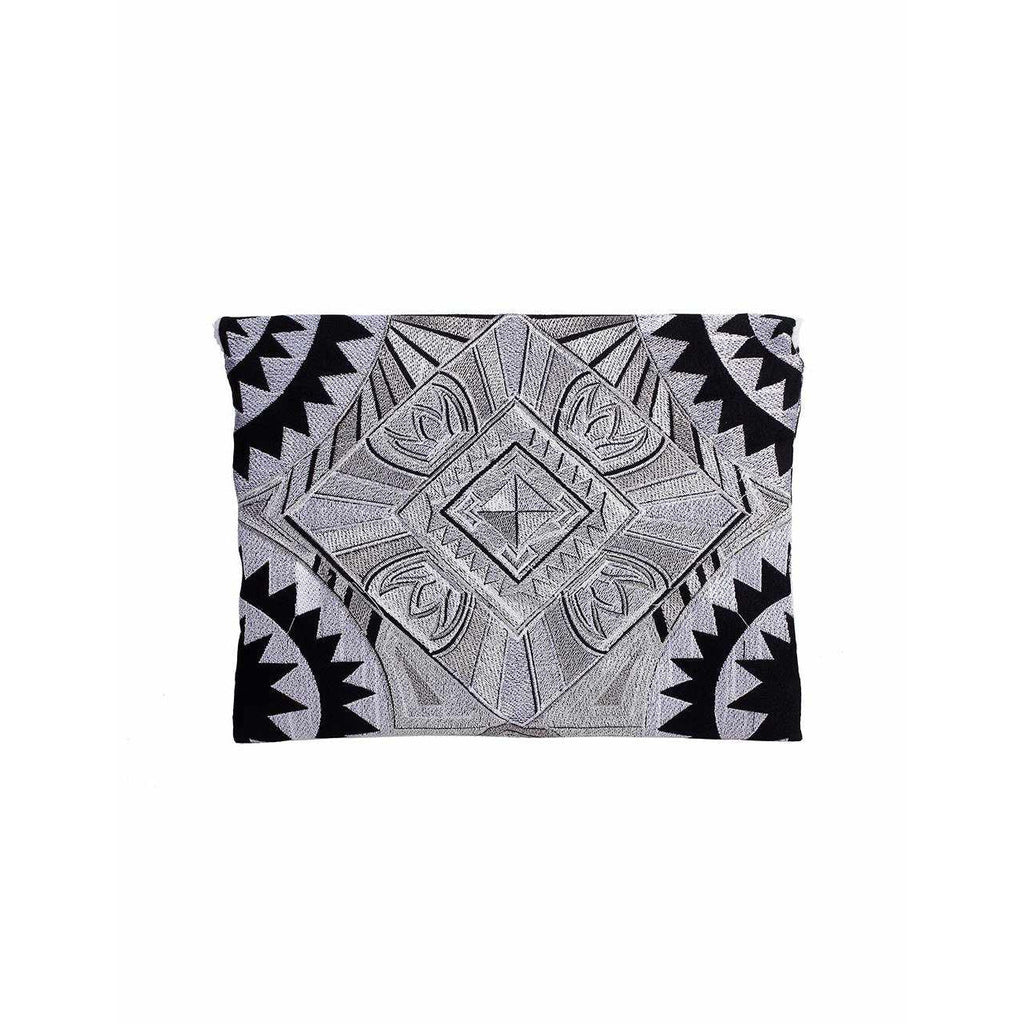 Tribal Embroidered Clutch Pompom Bag - Thailand Bags La Vie Bien Tribal Embroidered Clutch Pompom Bag - Thailand
