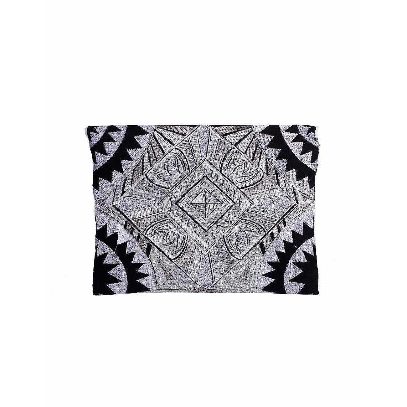 Tribal Embroidered Clutch Pompom Bag - Thailand Bags La Vie Bien Tribal Embroidered Clutch Pompom Bag - Thailand