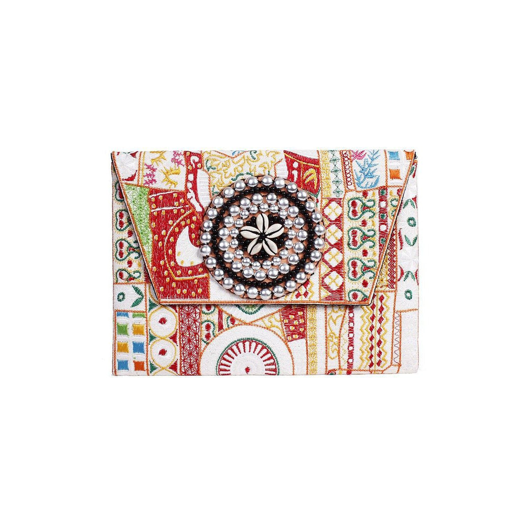 Tribal Handcrafted Fair Trade Shell Embroidered Clutch Bag | iPad Bag - Thailand Bags La Vie Bien Tribal Handcrafted Fair Trade Shell Embroidered Clutch Bag | iPad Bag - Thailand