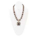 Tribecca Blue Abalone and Black Smoky Quartz Golden Statement Necklace by Barse Jewelry