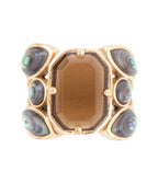 Tribecca Smoky Brown Quartz and Abalone Statement Golden Ring by Barse Jewelry