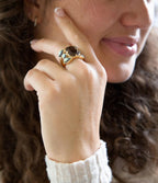 Tribecca Smoky Brown Quartz and Abalone Statement Golden Ring by Barse Jewelry