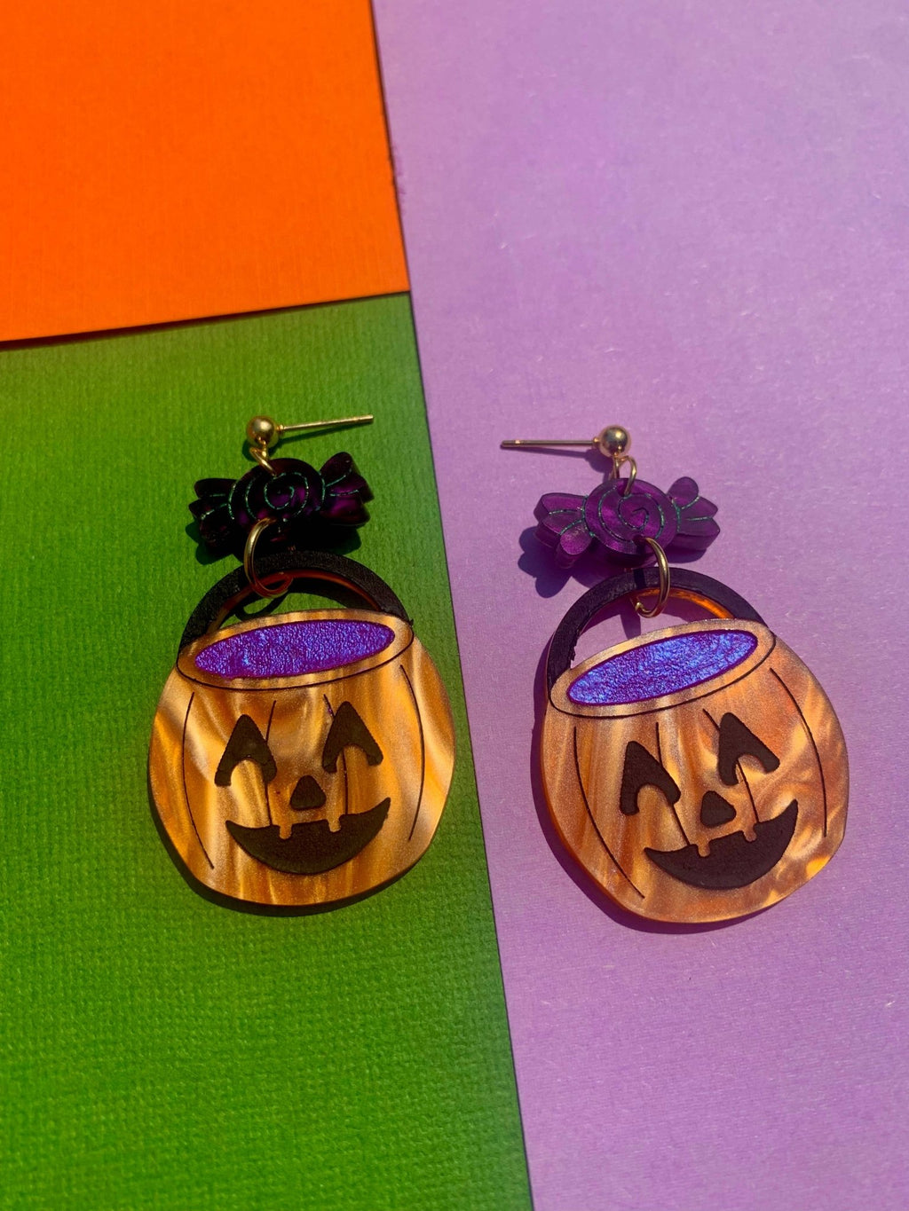 Trick or Treat Acrylic Halloween Earrings Earrings La Vie Bien Trick or Treat Acrylic Halloween Earrings
