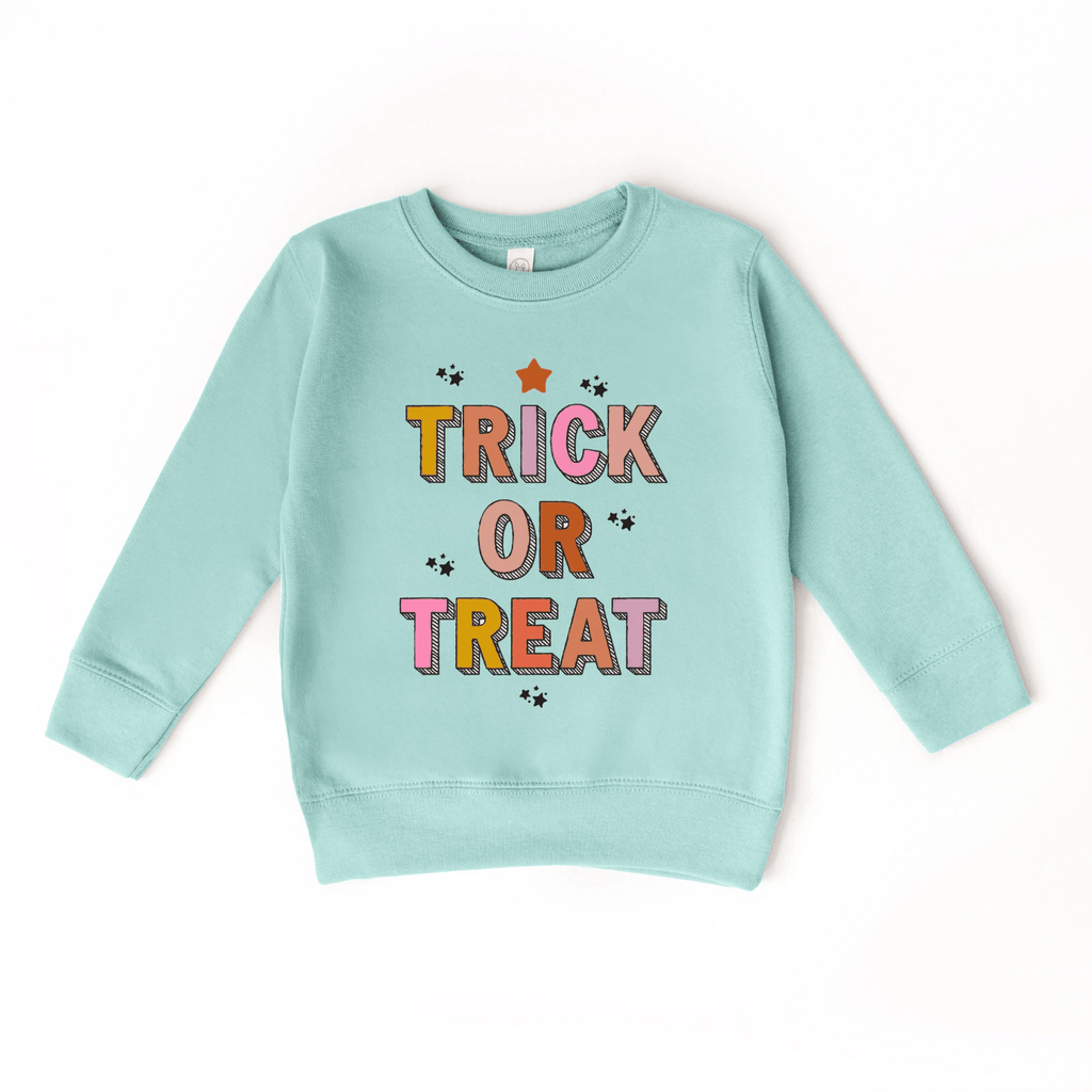 Trick or Treat toddler and youth Sweatshirt, Halloween collection by Benny and Ray Apparel