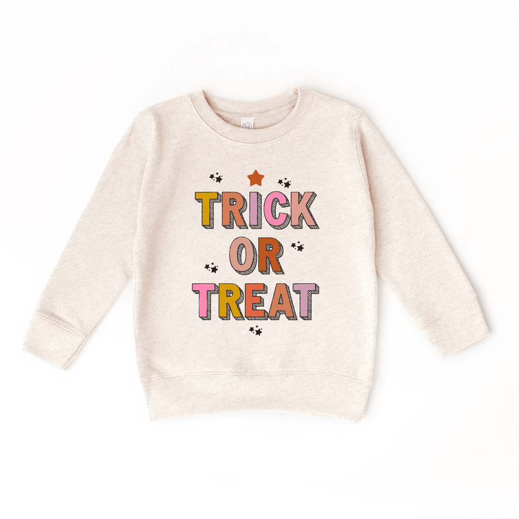 Trick or Treat toddler and youth Sweatshirt, Halloween collection by Benny and Ray Apparel