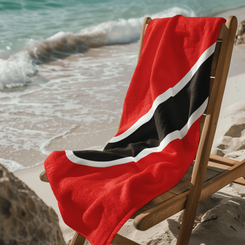 Trinidad and Tobago Flag Beach Towel Beach Towel (Generic Brand) La Vie Bien Trinidad and Tobago Flag Beach Towel