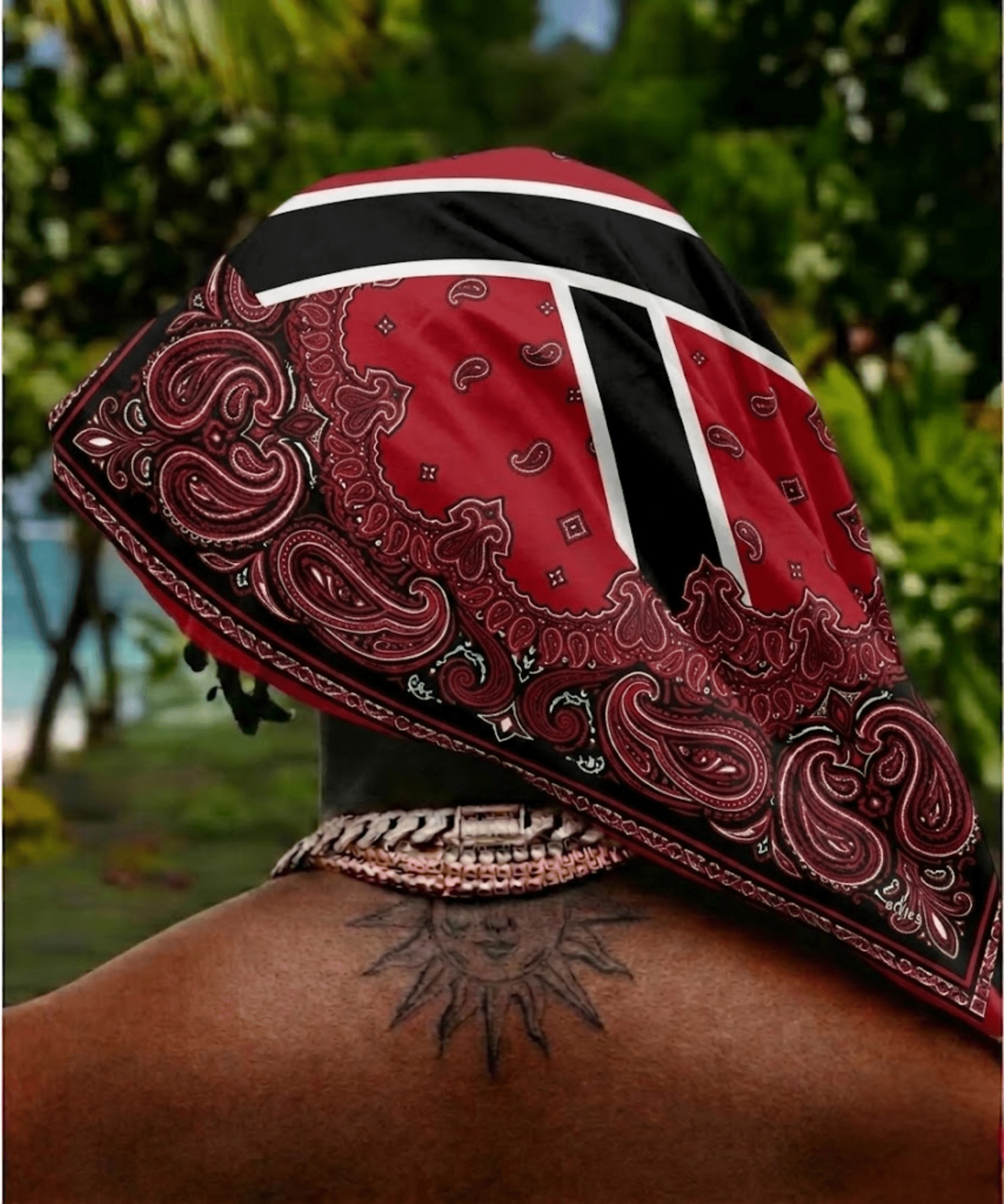 Trinidad & Tobago Paisely Flag All-over print bandana All-Over Print Bandana La Vie Bien Trinidad & Tobago Paisely Flag All-over print bandana