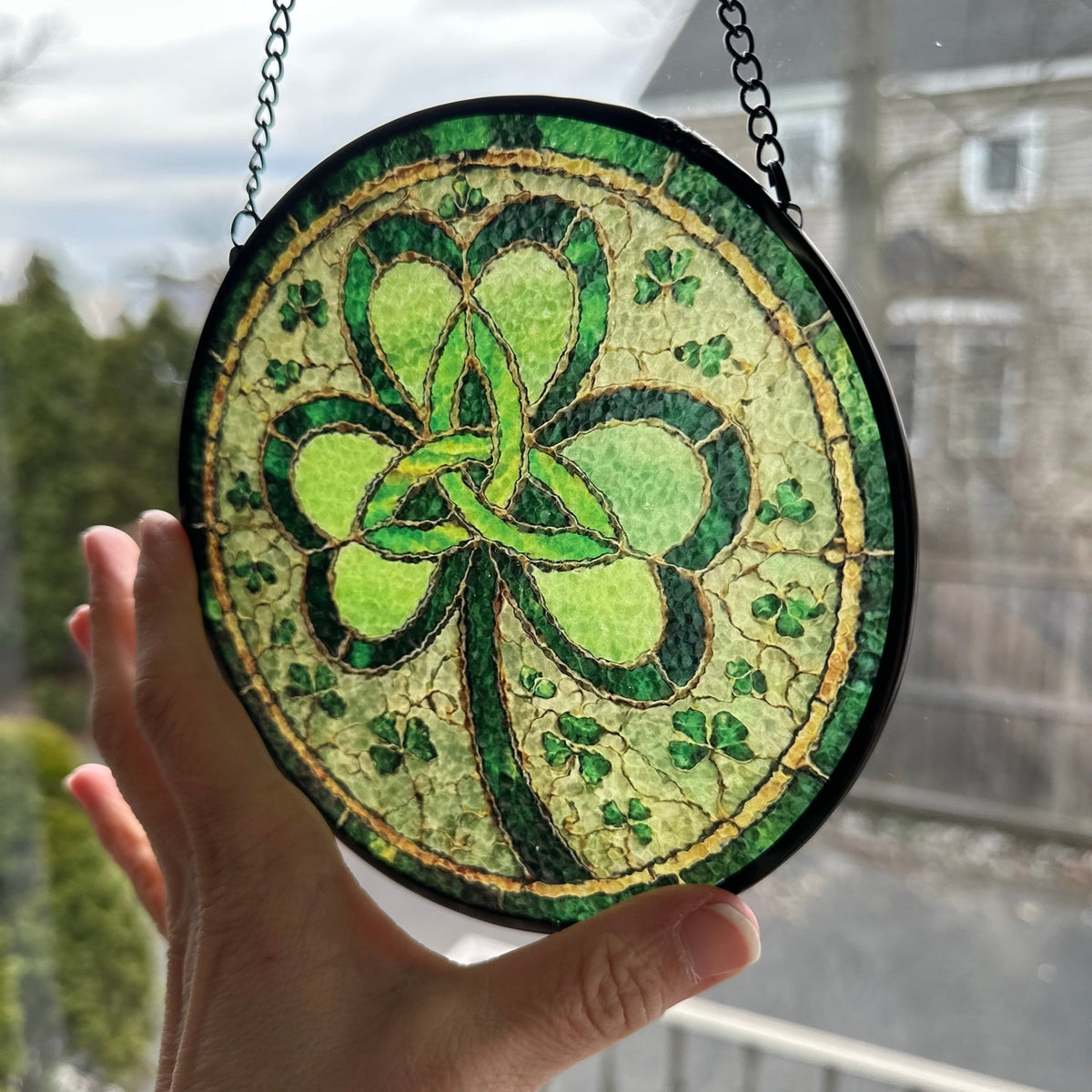 Trinity Knot Shamrock Stained Glass Gift Gifts La Vie Bien Trinity Knot Shamrock Stained Glass Gift