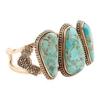 Trio Blue Turquoise Golden Cuff Bracelet Bracelets La Vie Bien Trio Blue Turquoise Golden Cuff Bracelet