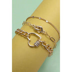 Trio Layer Heart Charm Bracelet | Gold Tone Jewelry by The Bullish Store