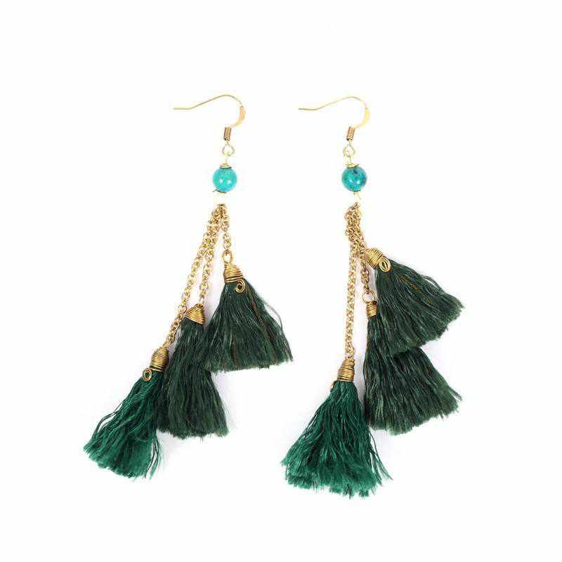 Trio of Tassels Earrings - Thailand Jewelry La Vie Bien Trio of Tassels Earrings - Thailand