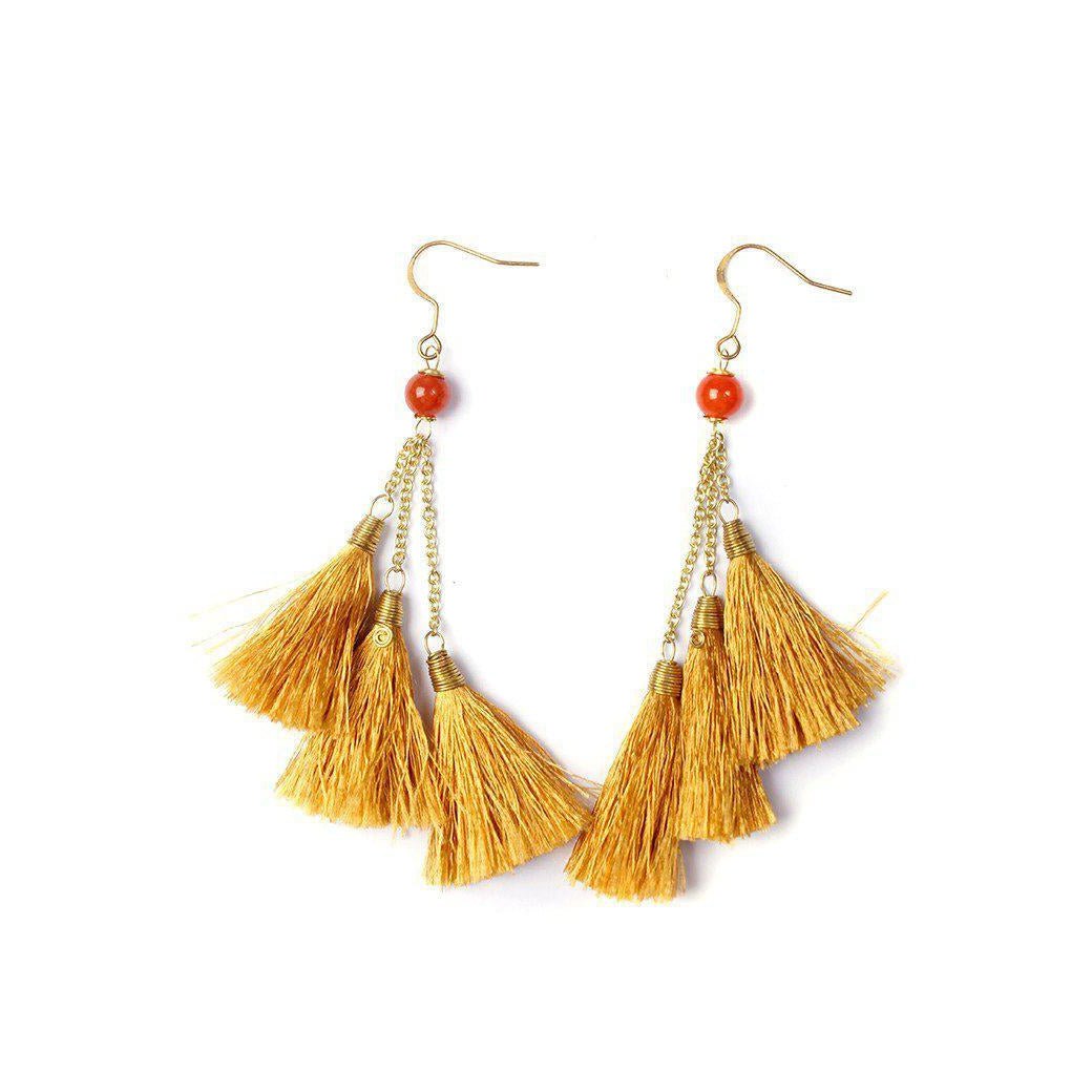 Trio of Tassels Earrings - Thailand Jewelry La Vie Bien Trio of Tassels Earrings - Thailand