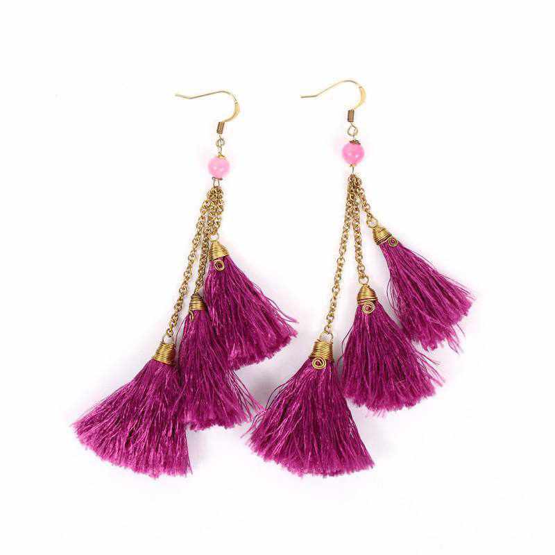 Trio of Tassels Earrings - Thailand Jewelry La Vie Bien Trio of Tassels Earrings - Thailand