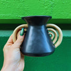 Triomphe Handle Vase | Minimalist Black and Gold | 4.5" Tall Vases La Vie Bien Triomphe Handle Vase | Minimalist Black and Gold | 4.5" Tall