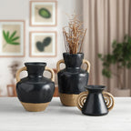 Triomphe Handle Vase | Minimalist Black and Gold | 4.5" Tall Vases La Vie Bien Triomphe Handle Vase | Minimalist Black and Gold | 4.5" Tall
