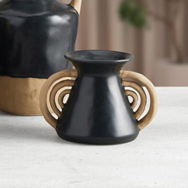 Triomphe Handle Vase | Minimalist Black and Gold | 4.5" Tall Vases La Vie Bien Triomphe Handle Vase | Minimalist Black and Gold | 4.5" Tall