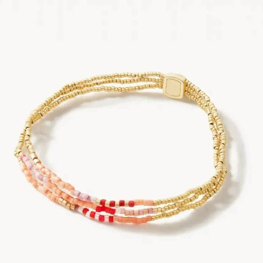 Triple Bitty Bead Stretch Bracelet - Pink Jewelry La Vie Bien Triple Bitty Bead Stretch Bracelet - Pink
