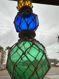 Triple Colored Net Glass Float - Nautical Decor La Vie Bien Triple Colored Net Glass Float - Nautical Decor