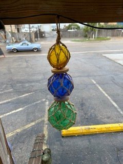 Triple Colored Net Glass Float - Nautical Decor La Vie Bien Triple Colored Net Glass Float - Nautical Decor