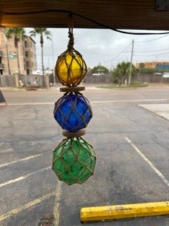 Triple Colored Net Glass Float - Nautical Decor La Vie Bien Triple Colored Net Glass Float - Nautical Decor