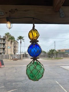 Triple Colored Net Glass Float - Nautical Decor La Vie Bien Triple Colored Net Glass Float - Nautical Decor