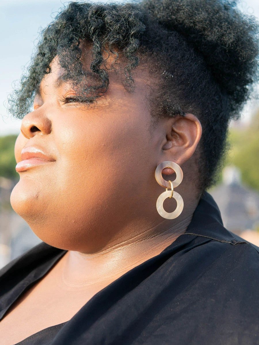 Triple Loop Dangle Horn Earrings
