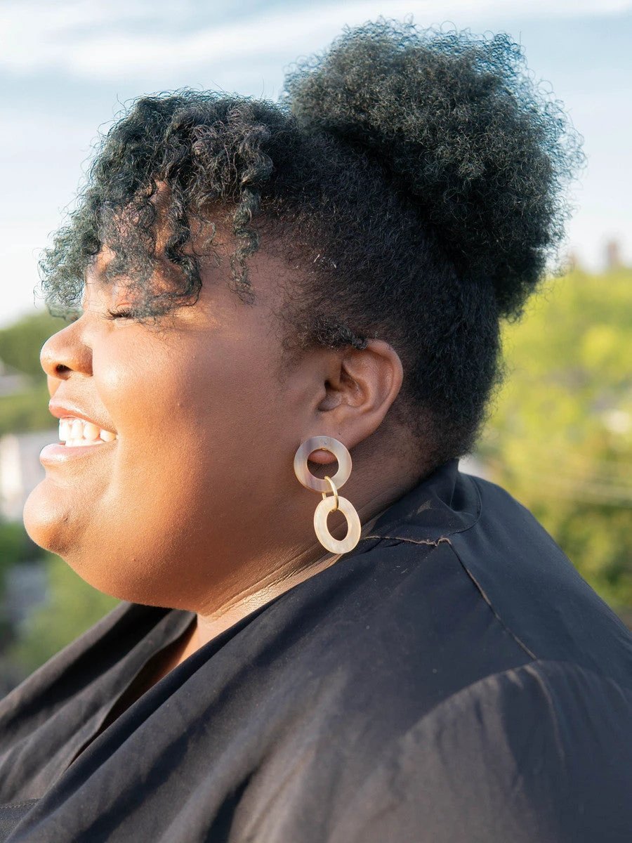 Triple Loop Dangle Horn Earrings